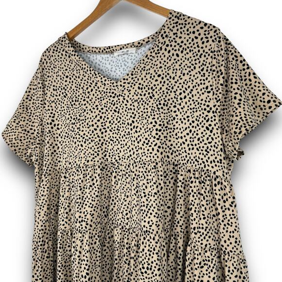 Jade by Jane Tiered Ruffle Vneck Dress Pockets Dotted Print Soft Relaxed Size 1X - Picture 2 of 7